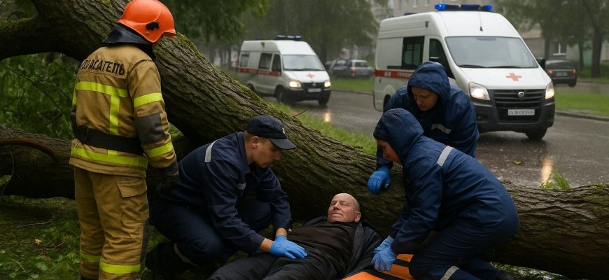 Дерево придавило пенсионера во время непогоды
